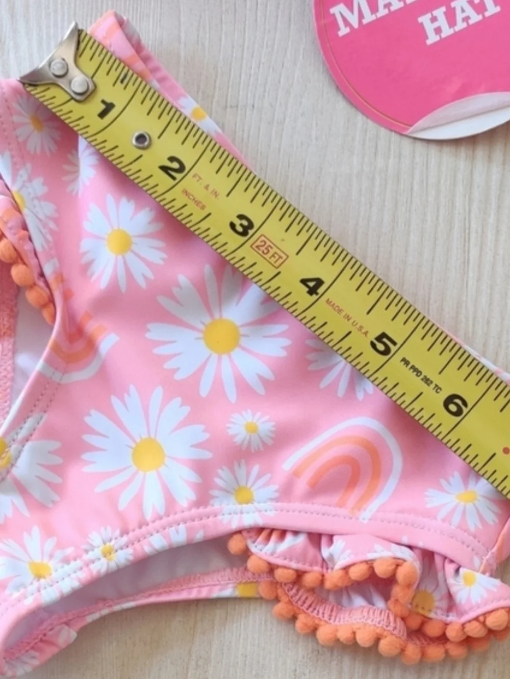 Andy & Evan Pink Daisy and Rainbow Tankini and Matching Hat Set Size 3/6M